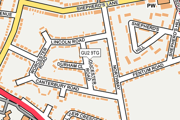 GU2 9TG map - OS OpenMap – Local (Ordnance Survey)