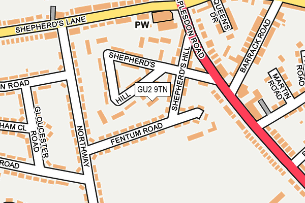 GU2 9TN map - OS OpenMap – Local (Ordnance Survey)