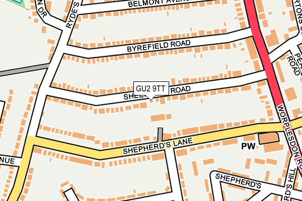 GU2 9TT map - OS OpenMap – Local (Ordnance Survey)