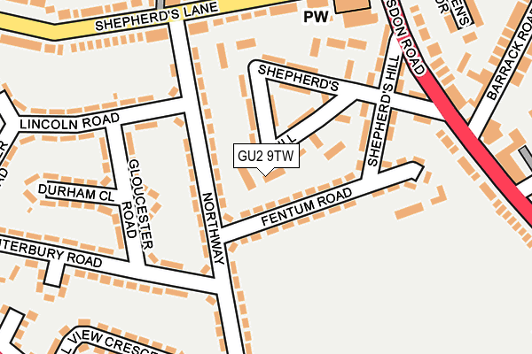 GU2 9TW map - OS OpenMap – Local (Ordnance Survey)