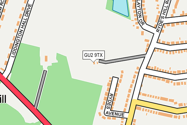 GU2 9TX map - OS OpenMap – Local (Ordnance Survey)