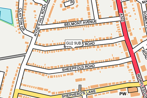 GU2 9UB map - OS OpenMap – Local (Ordnance Survey)