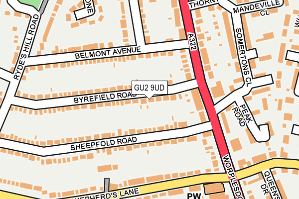 GU2 9UD map - OS OpenMap – Local (Ordnance Survey)