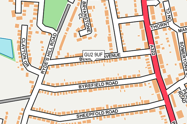 GU2 9UF map - OS OpenMap – Local (Ordnance Survey)