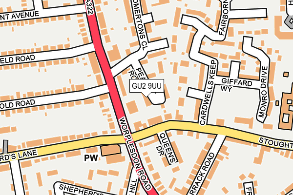 GU2 9UU map - OS OpenMap – Local (Ordnance Survey)
