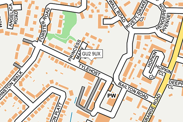 GU2 9UX map - OS OpenMap – Local (Ordnance Survey)