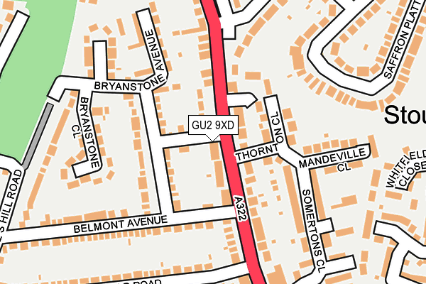 GU2 9XD map - OS OpenMap – Local (Ordnance Survey)