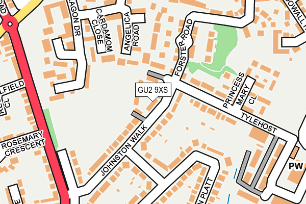 GU2 9XS map - OS OpenMap – Local (Ordnance Survey)
