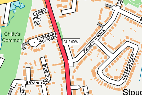 GU2 9XW map - OS OpenMap – Local (Ordnance Survey)