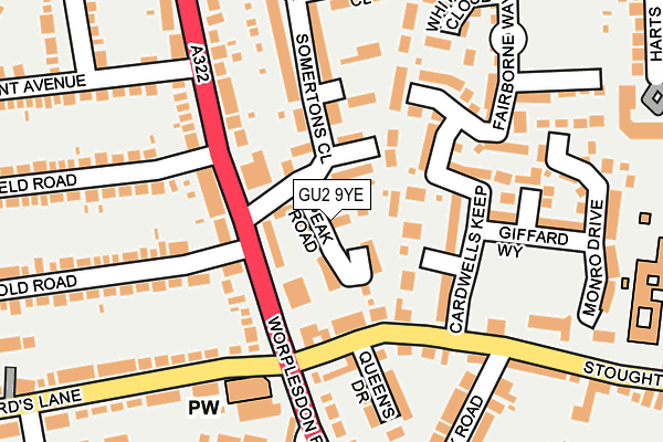 GU2 9YE map - OS OpenMap – Local (Ordnance Survey)
