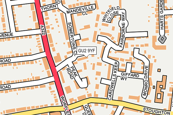 GU2 9YF map - OS OpenMap – Local (Ordnance Survey)