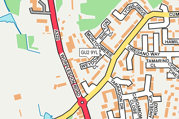 GU2 9YL map - OS OpenMap – Local (Ordnance Survey)