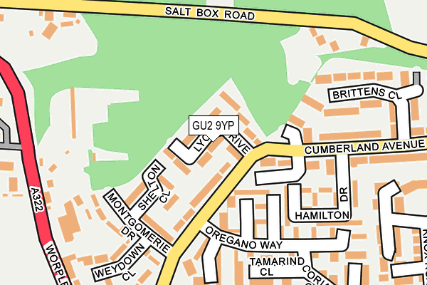 GU2 9YP map - OS OpenMap – Local (Ordnance Survey)