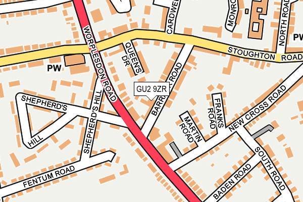 GU2 9ZR map - OS OpenMap – Local (Ordnance Survey)