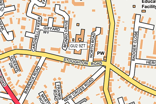 GU2 9ZT map - OS OpenMap – Local (Ordnance Survey)