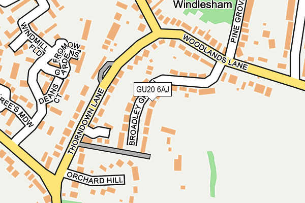 GU20 6AJ map - OS OpenMap – Local (Ordnance Survey)