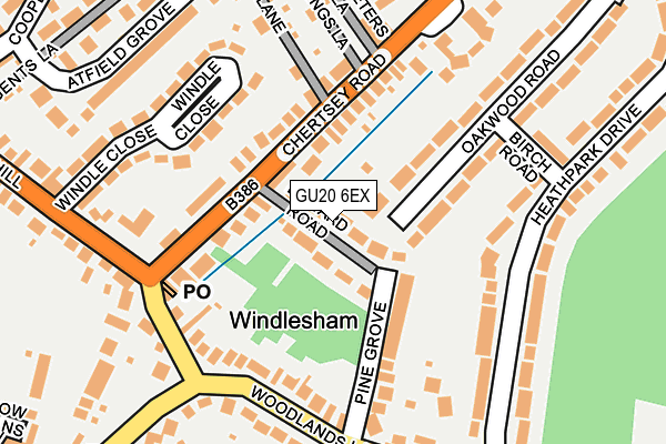 GU20 6EX map - OS OpenMap – Local (Ordnance Survey)