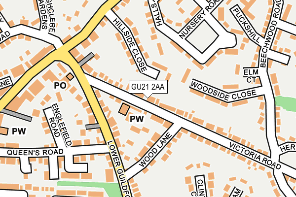 GU21 2AA map - OS OpenMap – Local (Ordnance Survey)