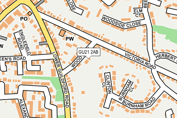 GU21 2AB map - OS OpenMap – Local (Ordnance Survey)