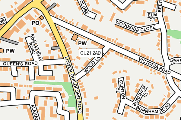 GU21 2AD map - OS OpenMap – Local (Ordnance Survey)