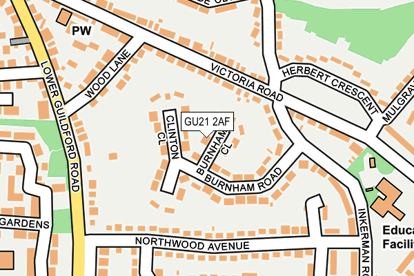 GU21 2AF map - OS OpenMap – Local (Ordnance Survey)