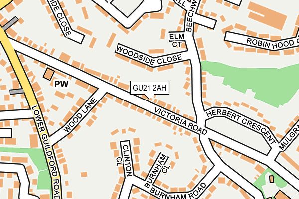 GU21 2AH map - OS OpenMap – Local (Ordnance Survey)