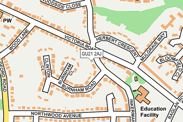 GU21 2AJ map - OS OpenMap – Local (Ordnance Survey)