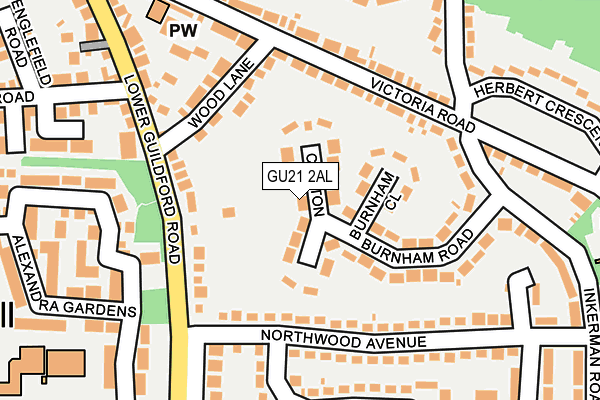 GU21 2AL map - OS OpenMap – Local (Ordnance Survey)