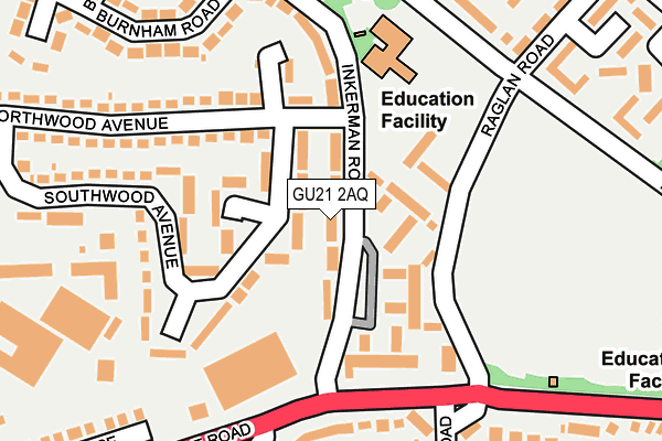 GU21 2AQ map - OS OpenMap – Local (Ordnance Survey)