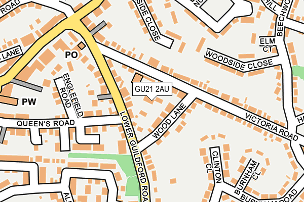 GU21 2AU map - OS OpenMap – Local (Ordnance Survey)