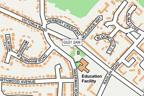 GU21 2AW map - OS OpenMap – Local (Ordnance Survey)