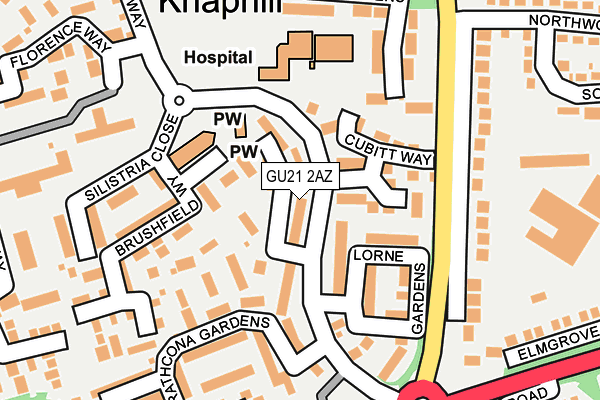 GU21 2AZ map - OS OpenMap – Local (Ordnance Survey)