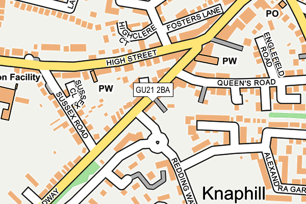 GU21 2BA map - OS OpenMap – Local (Ordnance Survey)