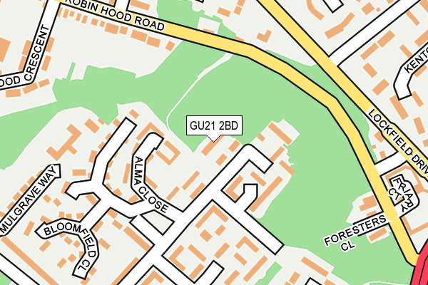 GU21 2BD map - OS OpenMap – Local (Ordnance Survey)