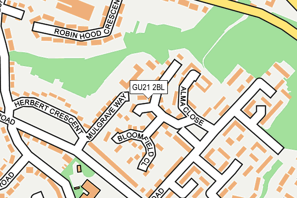 GU21 2BL map - OS OpenMap – Local (Ordnance Survey)