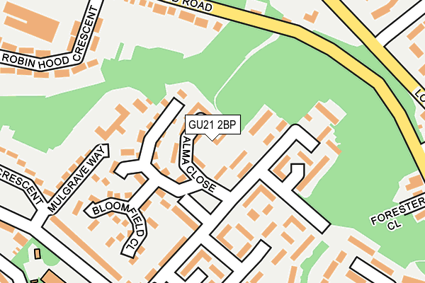GU21 2BP map - OS OpenMap – Local (Ordnance Survey)