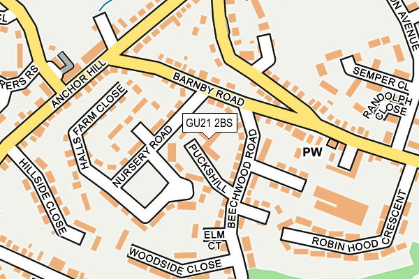 GU21 2BS map - OS OpenMap – Local (Ordnance Survey)