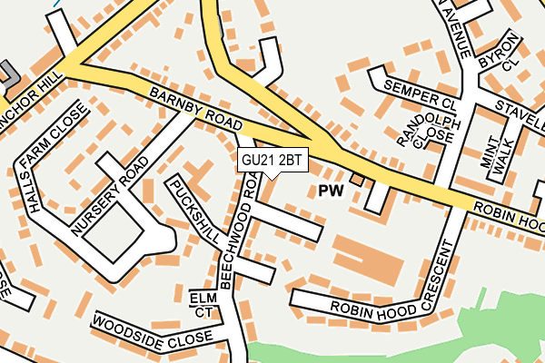 GU21 2BT map - OS OpenMap – Local (Ordnance Survey)