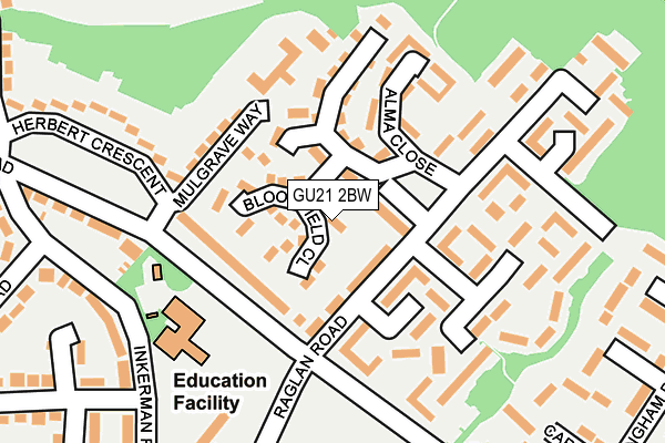 GU21 2BW map - OS OpenMap – Local (Ordnance Survey)