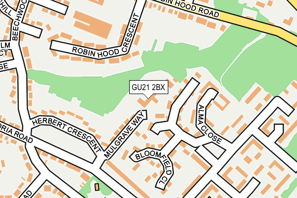 GU21 2BX map - OS OpenMap – Local (Ordnance Survey)