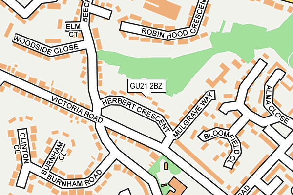 GU21 2BZ map - OS OpenMap – Local (Ordnance Survey)