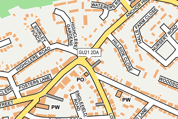 GU21 2DA map - OS OpenMap – Local (Ordnance Survey)