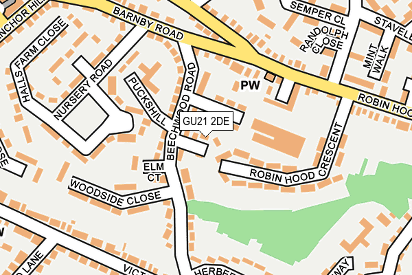 GU21 2DE map - OS OpenMap – Local (Ordnance Survey)