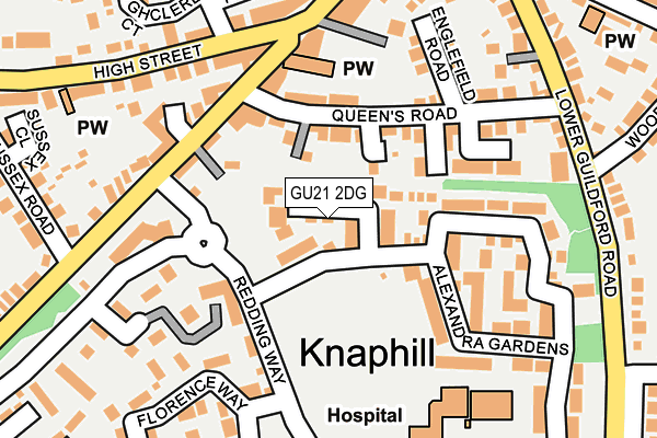 GU21 2DG map - OS OpenMap – Local (Ordnance Survey)
