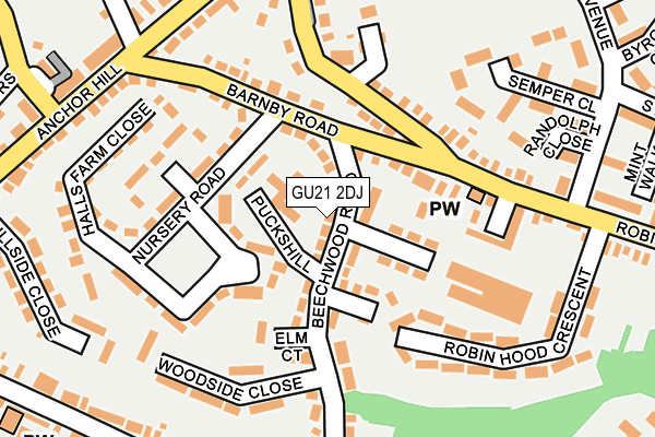 GU21 2DJ map - OS OpenMap – Local (Ordnance Survey)