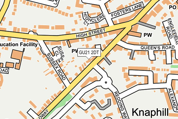 GU21 2DT map - OS OpenMap – Local (Ordnance Survey)
