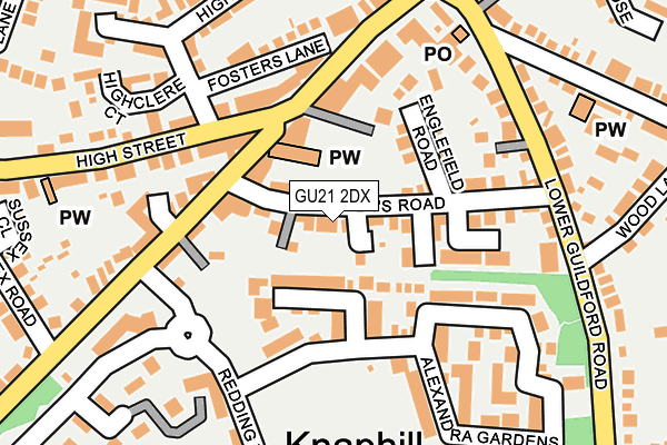 GU21 2DX map - OS OpenMap – Local (Ordnance Survey)