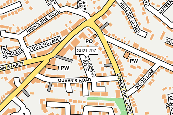 GU21 2DZ map - OS OpenMap – Local (Ordnance Survey)