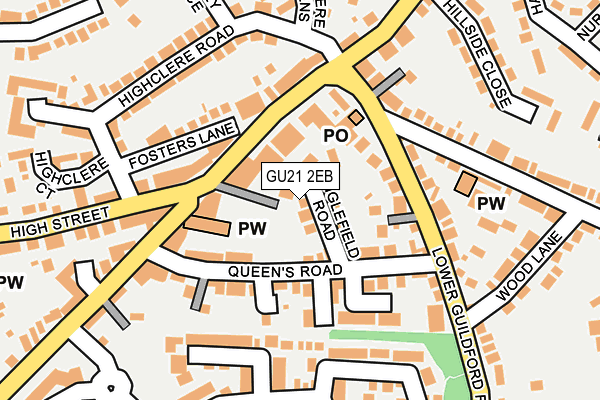 GU21 2EB map - OS OpenMap – Local (Ordnance Survey)