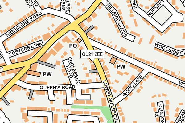 GU21 2EE map - OS OpenMap – Local (Ordnance Survey)